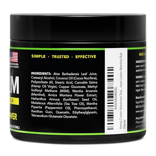 Super Natural Goods Hemp Cream with Hemp Oil, Turmeric, Arnica & Menthol – Botanical Cream with a Cooling Sensation for Localized Application (16oz) Super Natural Goods Au supplements