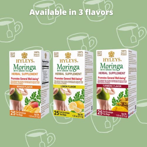 Hyleys Tea Moringa Oleifera with Mango Flavor - 50 Tea Bags (6 Pack - 300 Tea Bags total) (Miracle Tree Tea) HYLEYS Au supplements