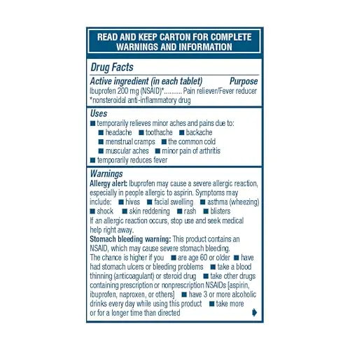 Advil Pain Reliever and Fever Reducer, Ibuprofen 200mg for Pain Relief - 50 Coated Tablets Advil Au supplements