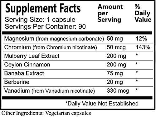 Daily Maunfacturing Carbo-Care™ (Magnesium, Chromium, Mulberry Leaf Extract, Ceylon Cinnamon, Banaba Extract, Berberine, Vanadium) 90 Vegetarian Capsules Daily Manufacturing Au supplements
