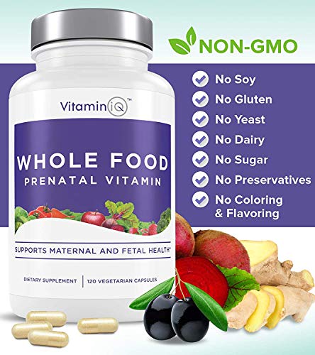 VitaminIQ Whole Food Prenatal Vitamins (120 Capsules) Natural Support for Maternal and Fetal Health VitaminIQ