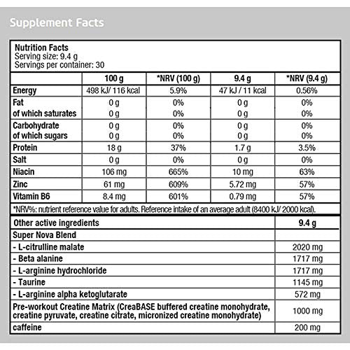 BIOTECH USA Supernova 282 g | Pre-Workout Booster - 30 Servings | Energy Powder Biotech USA Nutrition Au supplements