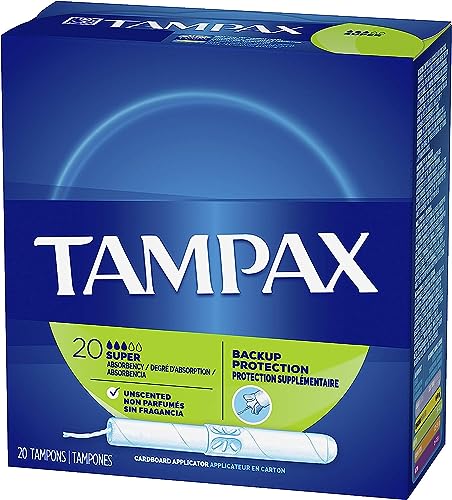 Tampax Tampons, Super Absorbency, Cardboard Applicator, Leakgaurd Skirt, Unscented, 20 Count