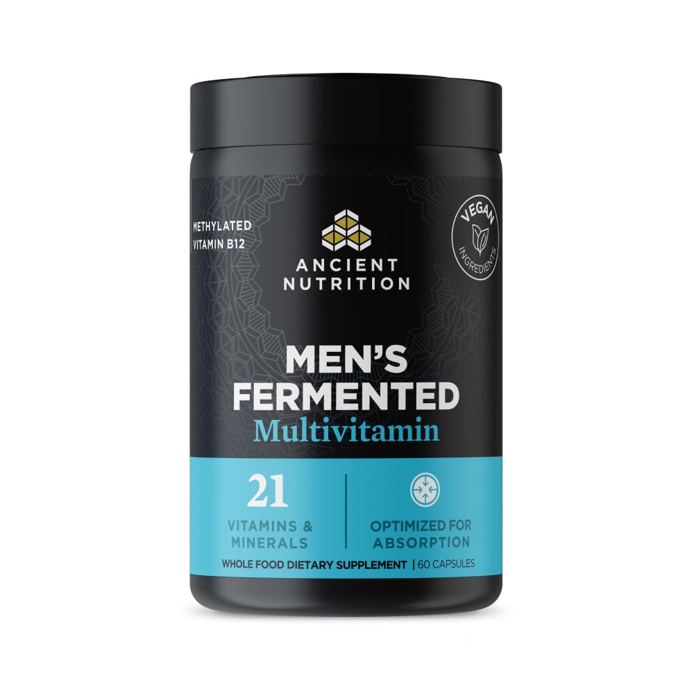 Ancient Nutrition Multivitamin for Men, Men's Fermented Multivitamin with Methylated Vitamin A, C, D, E, K, Zinc & Magnesium, Immune Support, Vegan, 60 Ct Ancient Nutrition Au supplements