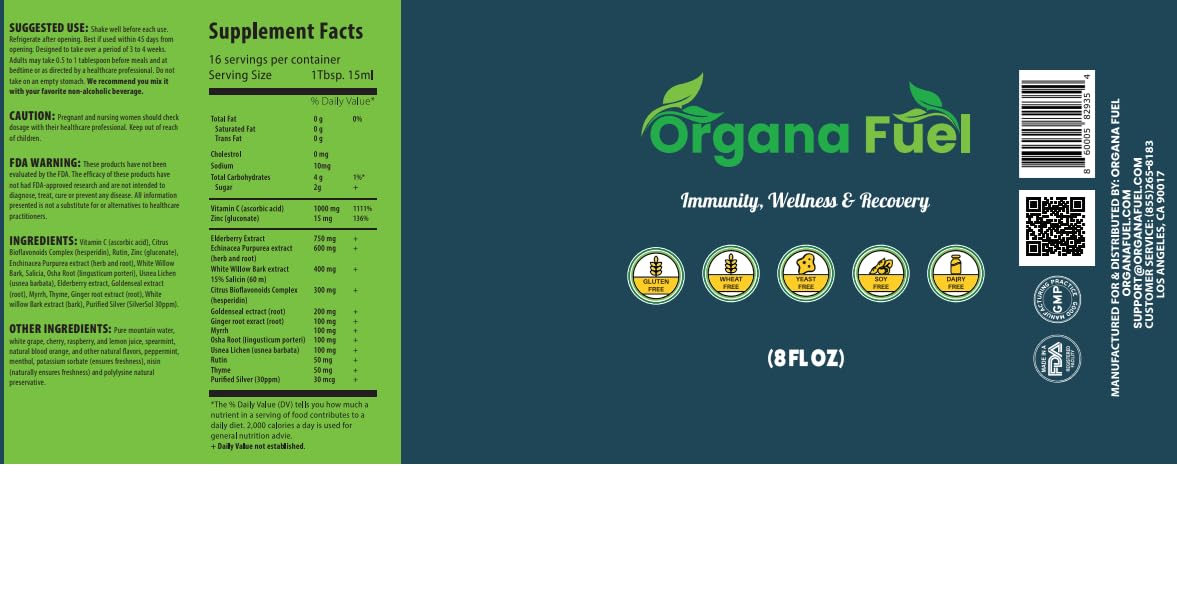 Organa Fuel 30-Day Supply: Advanced Liquid Immune Support Supplement, Supports Cellular, Gut & Organ Health, Vitamins, Minerals, Superfoods, Antioxidant. for Adults & Kids 12+ - 8 fl oz (Pack of 1) Organa Fuel Au supplements