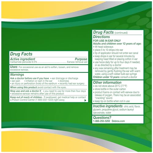 Debrox Ear Wax Removal Drops, Gentle Microfoam Ear Wax Remover, 0.5 Fl Oz Debrox Au supplements