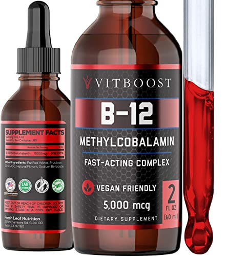 VITBOOST Vegan Liquid B-12 Drops – 60 x 5000 mcg Extra Strength Raspberry Flavored VITBOOST Au supplements