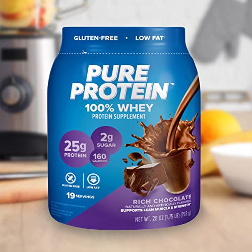 Pure Protein 100% Whey Protein Powder, Rich Chocolate, 25 g Protein, 1.75 lb Pure Protein Au supplements
