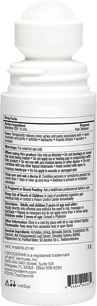 CryoDerm Pain Relieving, 3 Fl Oz (Pack of 4) CryoDerm Au supplements