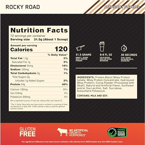 Optimum Nutrition Gold Standard 100% Whey Protein Powder, Rocky Road, 5 Pound Optimum Nutrition Au supplements