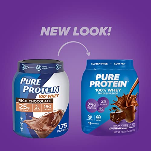 Pure Protein 100% Whey Protein Powder, Rich Chocolate, 25 g Protein, 1.75 lb Pure Protein Au supplements
