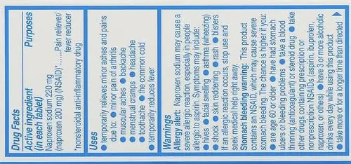 Aleve Tablets with Naproxen Sodium, 220mg (NSAID) Pain Reliever/Fever Reducer, 24 Count, Blue Aleve Au supplements