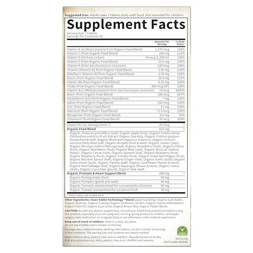 Garden of Life Organics Men's 40+ Multivitamin with Prostate Support, B12 & Vitamins – Vegan Daily Whole Food Multivitamin, Non-GMO, Certified Organic, 120 Tablets Garden of Life Au supplements