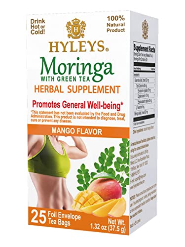 Hyleys Tea Moringa Oleifera with Mango Flavor - 25 Tea Bags (Miracle Tree Tea) HYLEYS Au supplements
