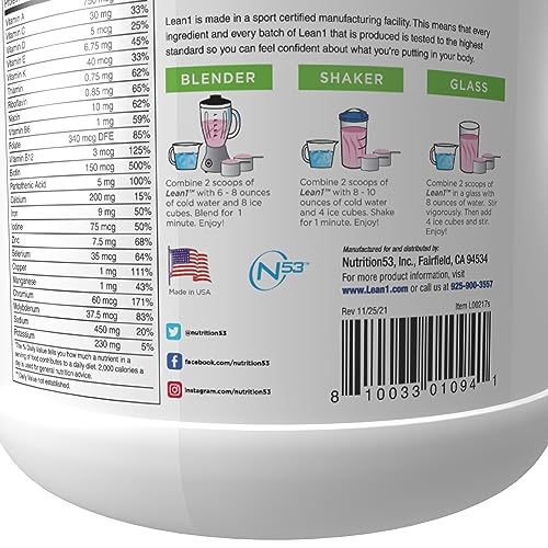 Lean1 Strawberry, 15 Serving tub, Fat Burning Meal Replacement by Nutrition53 N53 Au supplements
