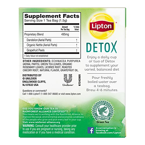 Lipton Green Tea Bags, Herbal Supplement for Detox, 15 Count (Pack of 4) Lipton Au supplements