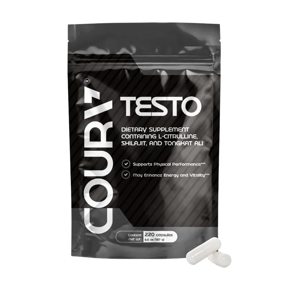 COURA Mens Testo Booster and Multivitamin for Men, 220 Capsules (55 Servings), with Shilajit, Zinc, Magnesium, L-Arginine, and Citrulline, Performance Support COURA Au supplements