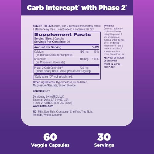 Natrol Carb Intercept with Phase 2 Starch Neutralizer, 60 Capsules Natrol Au supplements