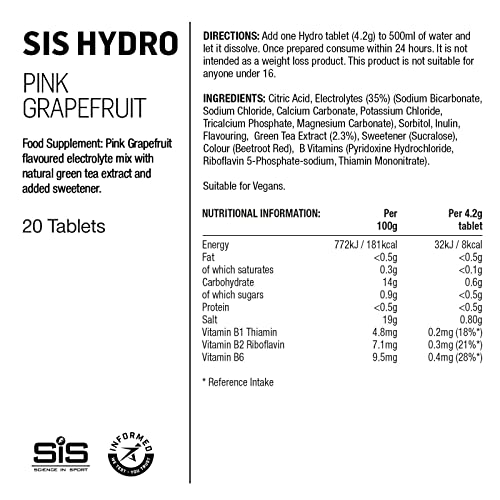 Science In Sport Hydro Hydration Tablets, Gluten-Free, Zero Sugar, Pink Grapefruit Science in Sport Au supplements