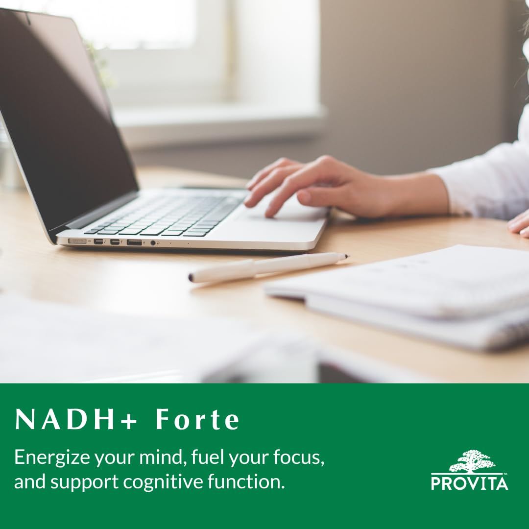 PROVITA NADH+ Forte | Cognitive Support Supplement with NADH, Coenzyme Q10 & Chlorophyll | Energy Support, Focus, Mental Clarity & Brain Health | Vegan Capsules | High Absorption Cellular Formula PROVITA Au supplements