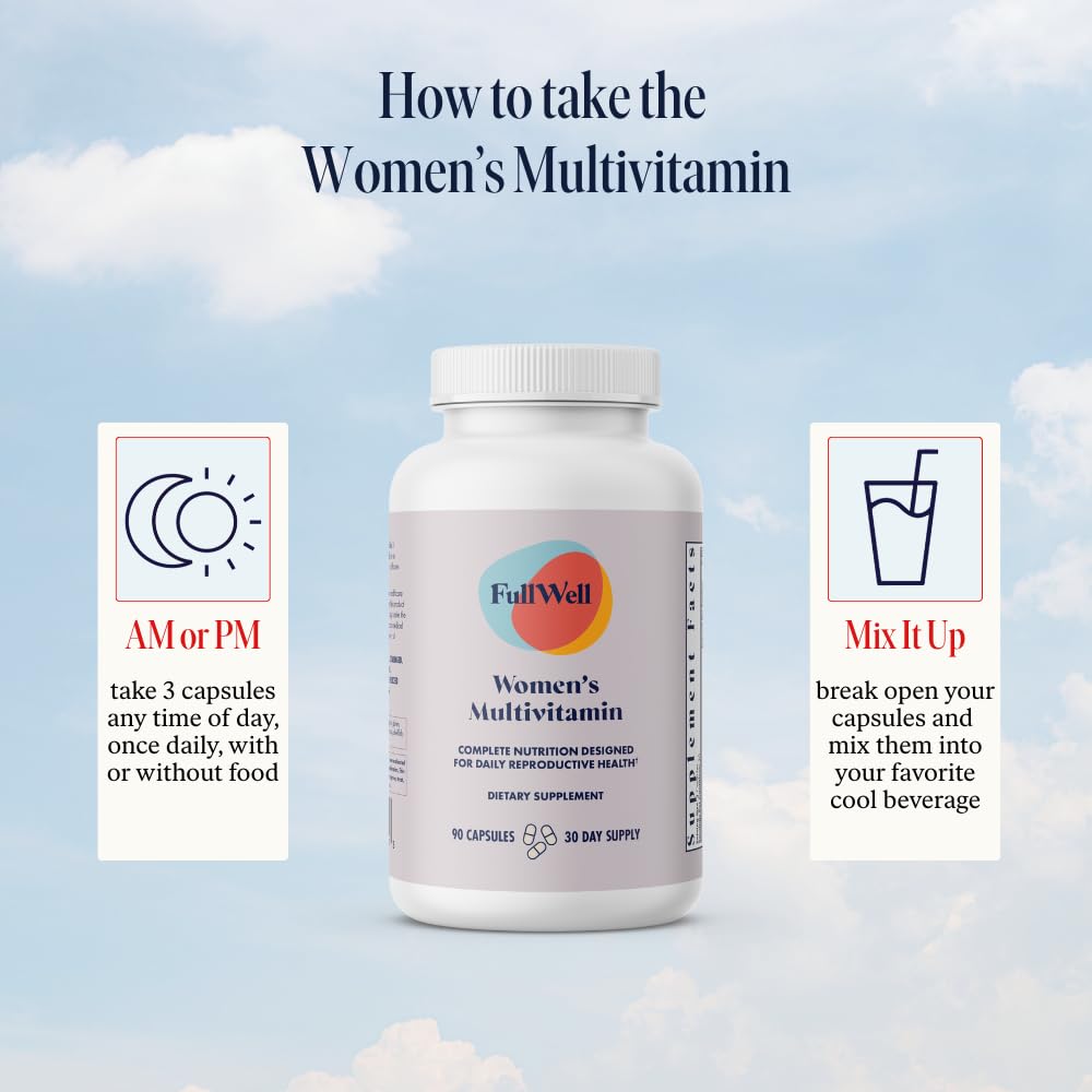 FullWell Women's Multivitamin - Daily Multivitamin for Reproductive Health - Supports Future Fertility, Hormone Balance & Overall Wellness - Antioxidant Blend - CoQ10 & PQQ - 90 Count (30 Servings) FullWell Au supplements