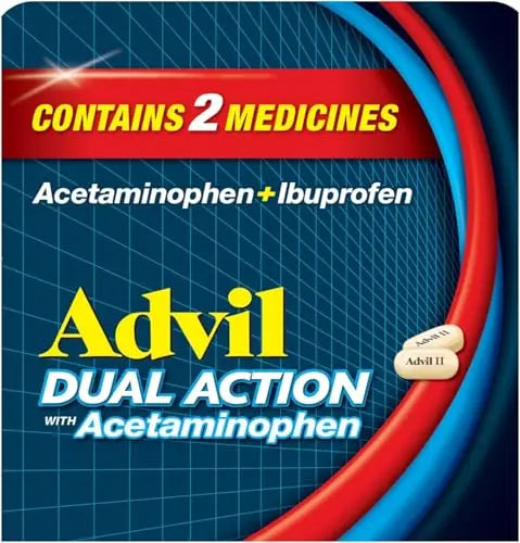 Advil Dual Action Coated Caplets, 125 Mg Ibuprofen and 250 Mg Acetaminophen per Dose (2 Dose Equivalent) for 8 Hour Pain Relief - 216 Count Advil Au supplements