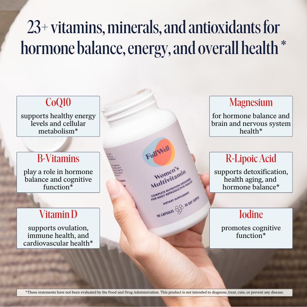 FullWell Women's Multivitamin - Daily Multivitamin for Reproductive Health - Supports Future Fertility, Hormone Balance & Overall Wellness - Antioxidant Blend - CoQ10 & PQQ - 90 Count (30 Servings) FullWell Au supplements
