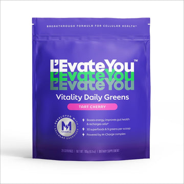L'Evate You Vitality Daily Greens Powder (28 Servings) 30 Superfoods, 9 Greens - for a Cellular Energy Boost, Powered by M-Charge Complex for All Day Energy (Tart Cherry) Steve Harvey's L'Evate You Au supplements