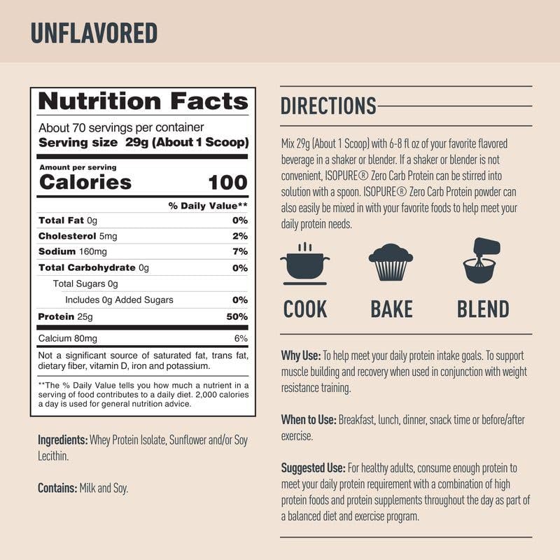 Isopure Zero Carb Unflavored 4.5lb, 70 Servings Isopure Au supplements