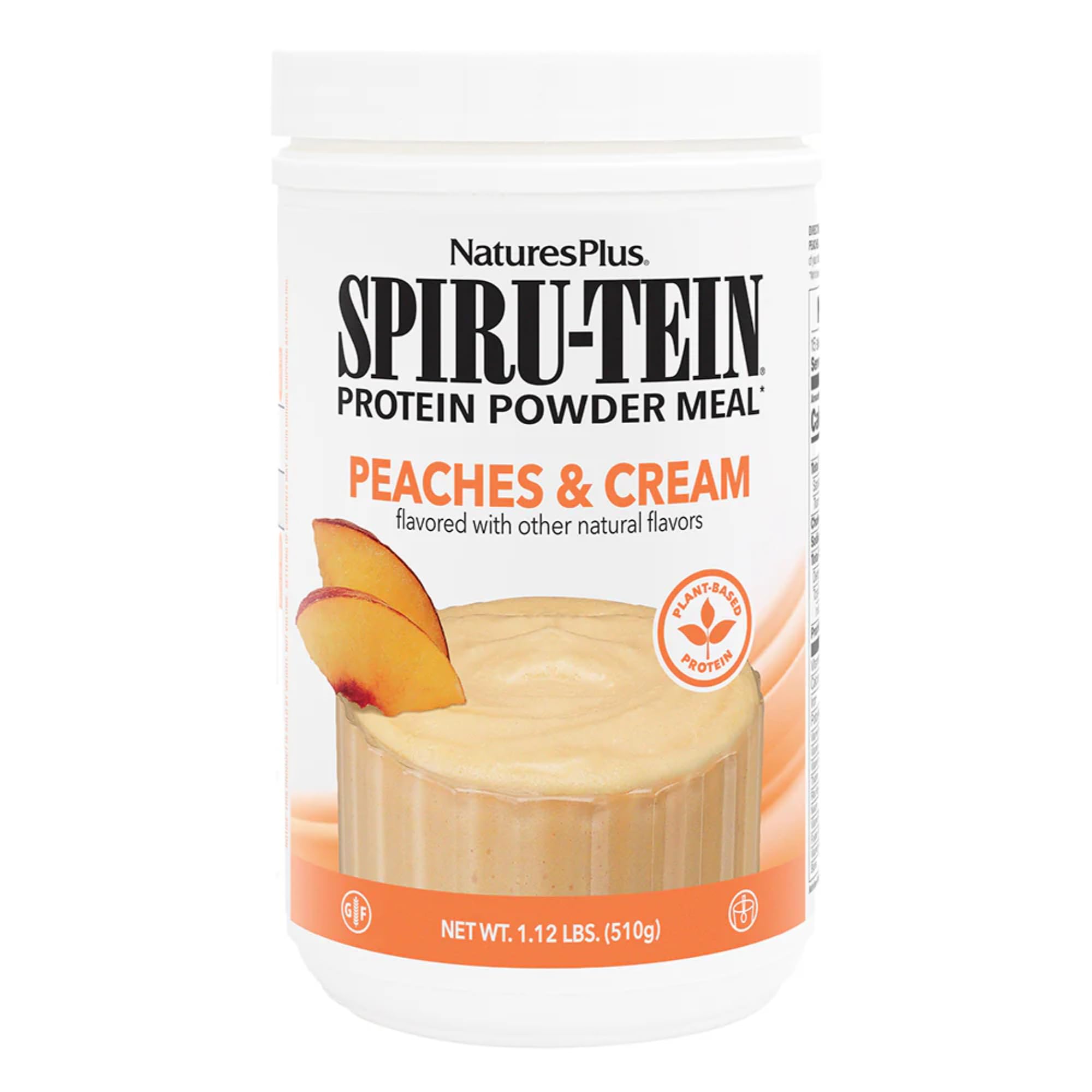 NaturesPlus SPIRU-TEIN, Peaches & Cream - 1.12 lb - Plant-Based Protein Powder - Vitamins & Minerals for Energy - Vegetarian, Gluten Free - 15 Servings NaturesPlus Au supplements