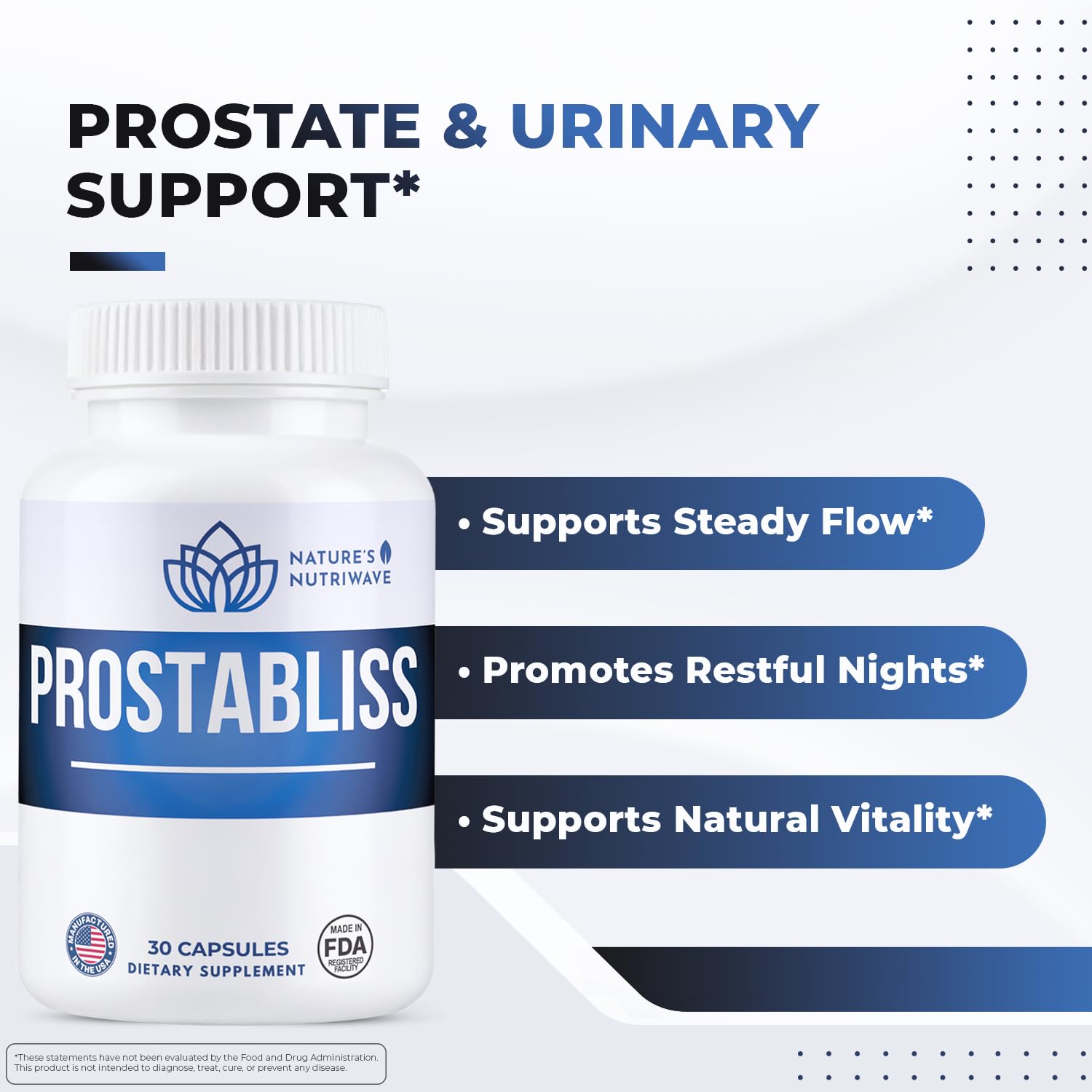 Prostabliss – 100% Natural Herbal Supplement with Zinc, Green Tea, Milk Thistle & Ginseng – Made in USA – 30 Capsules, 1 Month Supply Nature’s NutriWave Au supplements