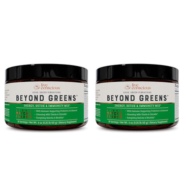Live Conscious Beyond Greens Concentrated Superfood Powder - Matcha Flavor w/Chlorella, Echinacea, Probiotics for Immune Support & Energy - 30 Servings (2-Pack) Live Conscious Au supplements