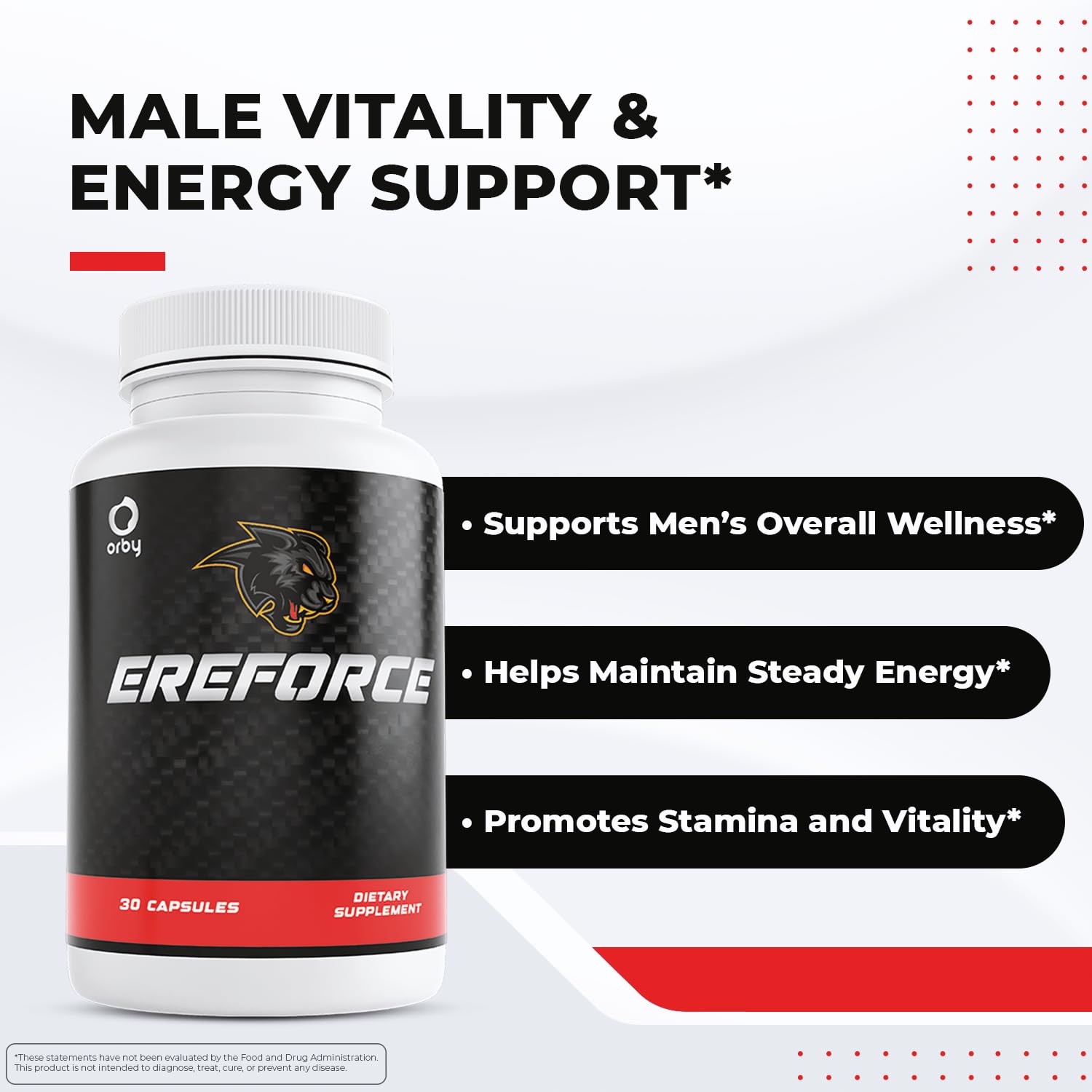 Orby EreForce – Natural Daily Wellness Supplement with L-Citrulline, L-Carnitine & Maca Root – 100% Natural, Non-GMO, GMP Certified, Made in USA – 30 Capsules, 1 Month Supply Orby Au supplements