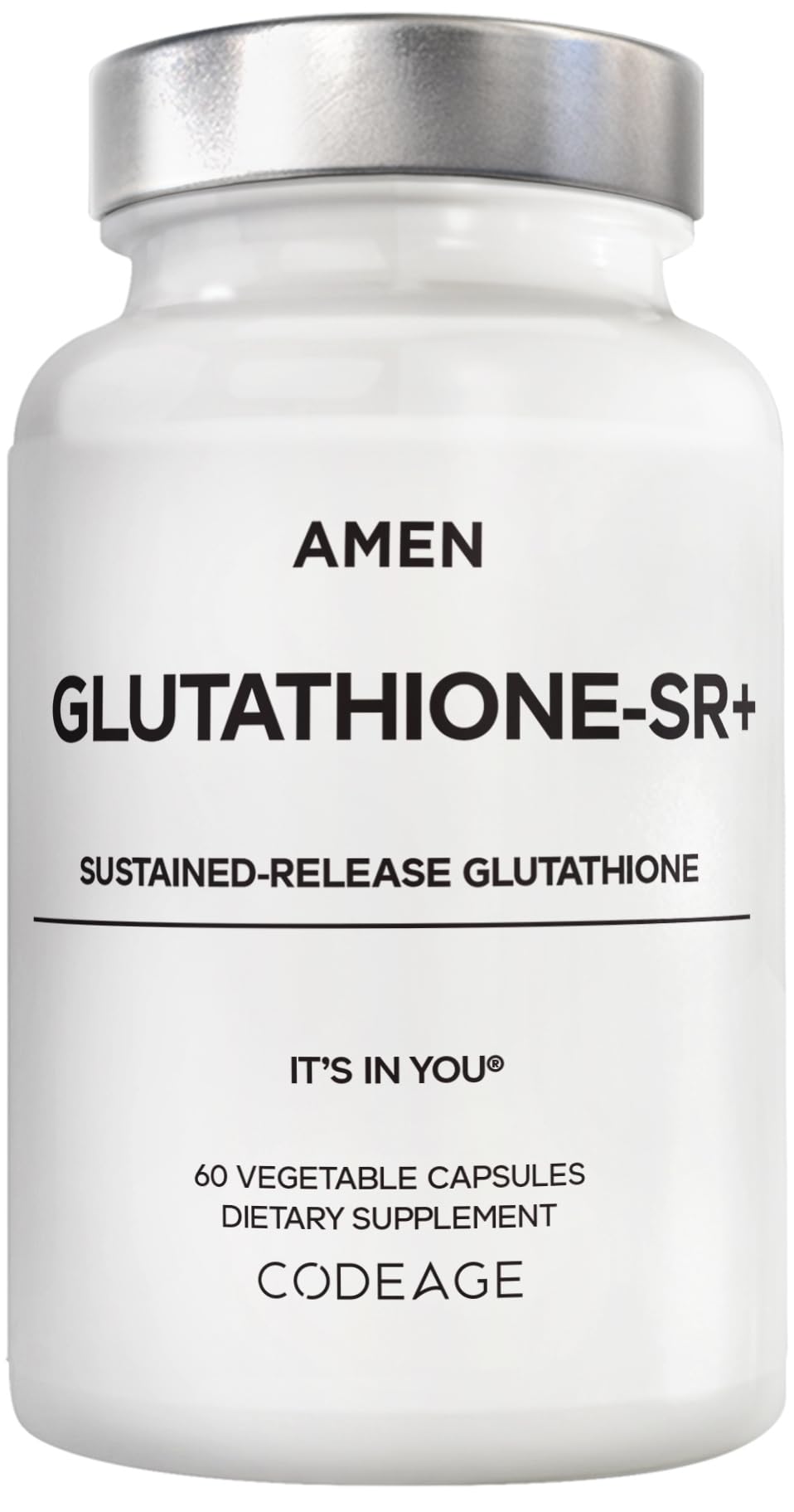 Amen Glutathione-SR+ Advanced Sustained-Release Supplement - 2-Month Supply - Reduced L-Glutathione - Galactomannans Fenugreek Seed - Time-Reduced Matrix - Non-GMO - 60 Capsules Amen Au supplements