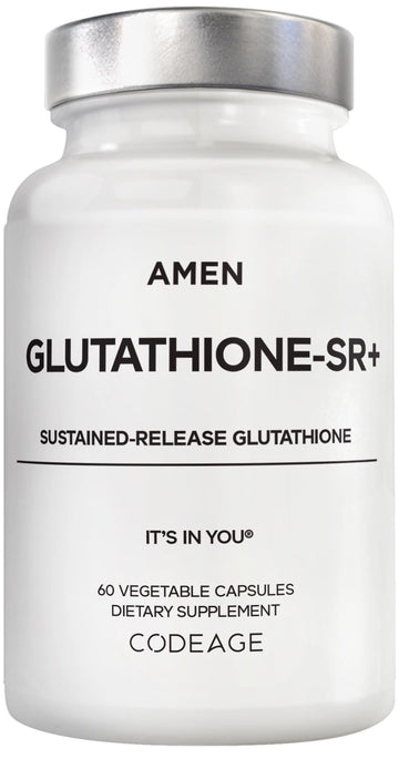 Amen Glutathione-SR+ Advanced Sustained-Release Supplement - 2-Month Supply - Reduced L-Glutathione - Galactomannans Fenugreek Seed - Time-Reduced Matrix - Non-GMO - 60 Capsules Amen Au supplements