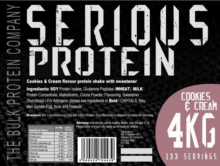 The Bulk Protein Company – SERIOUS PROTEIN – Protein Powder – 4kg – Low Carb The Bulk Protein Company