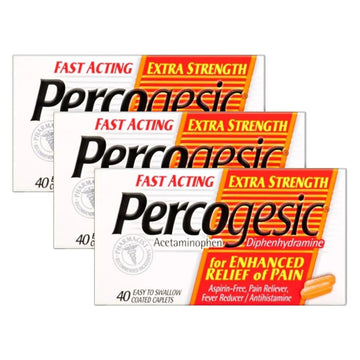 Percogesic Extra Strength Pain Relief | Aspirin Free Dual Action Relief | 40 Coated Caplets (3 Pack) Percogesic Au supplements