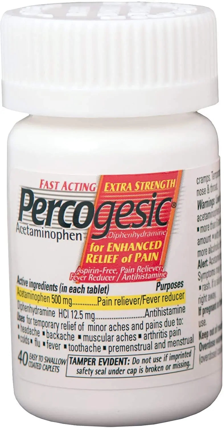 Percogesic Aspirin Free Pain Relief Tablets, Extra Strength, Acetaminophen and Diphenhydramine, 40 ct (Pack of 1) Percogesic Au supplements