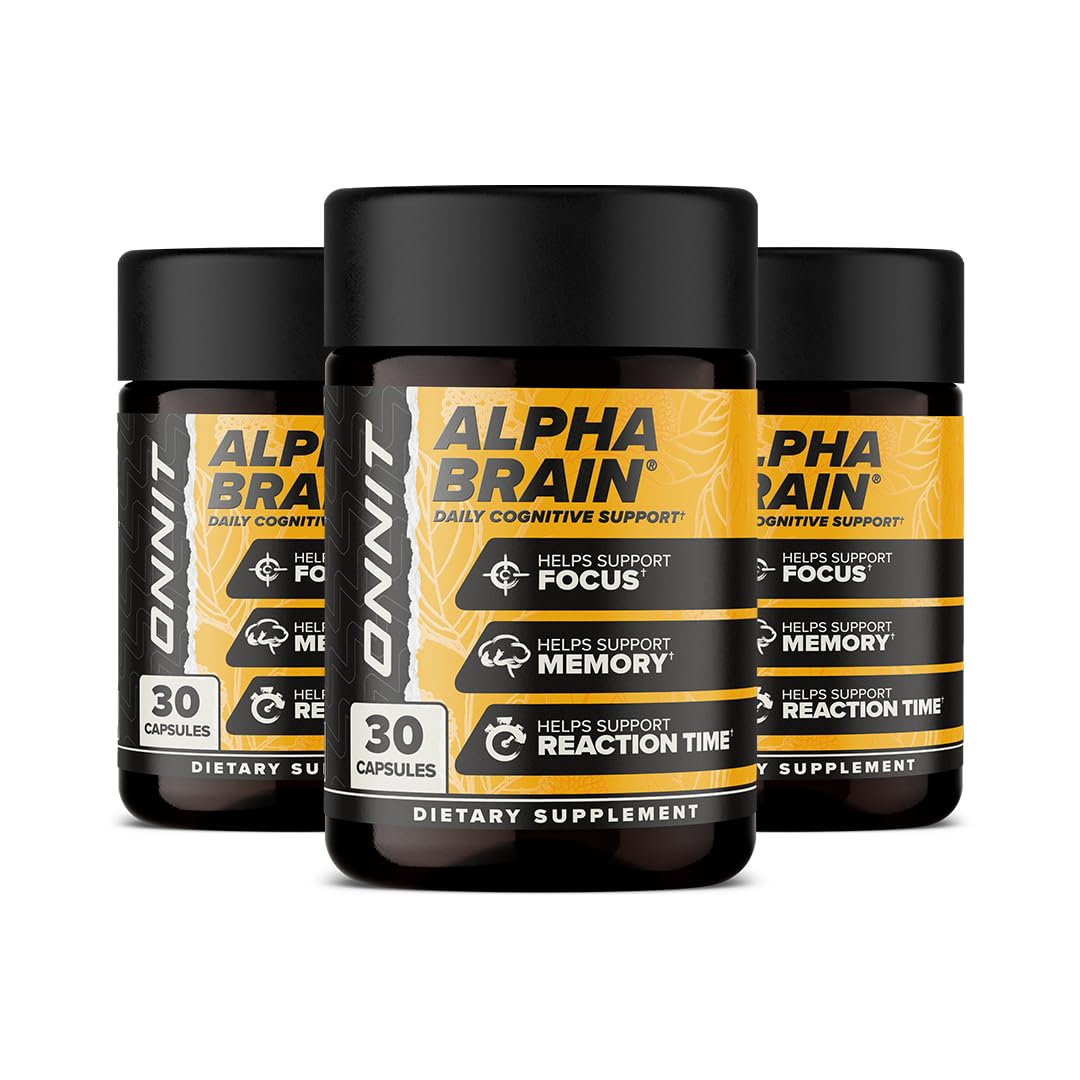 ONNIT Alpha Brain Nootropic Capsules for Men & Women, IGEN Non-GMO Tested Memory, Focus & Mental Clarity, with L-Theanine and Vitamin B6, 30 Count Each, Pack of 3 (90 Capsules) ONNIT Au supplements