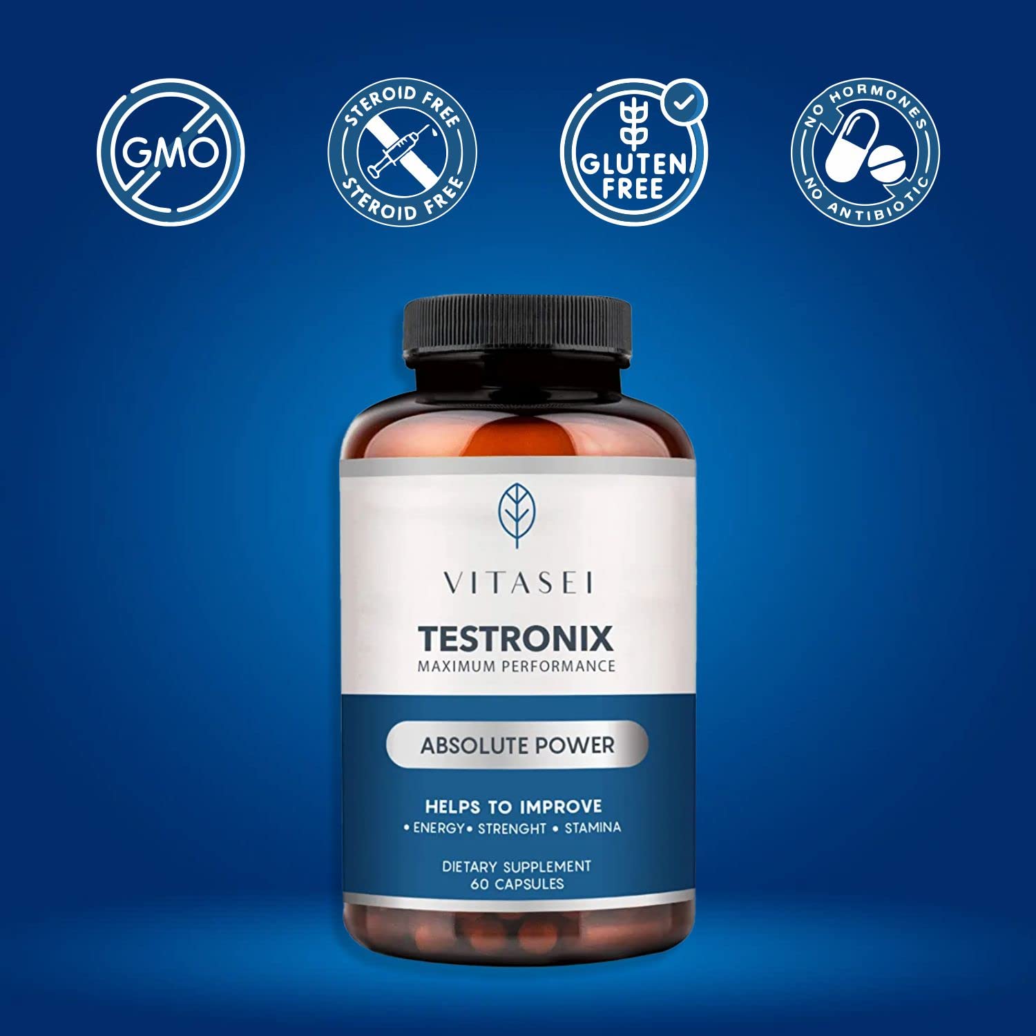 VITASEI Testronix Performance Supplement for Men - Energy and Muscle Supplements for Mens Health - 60 Capsules (Pack of 2) VITASEI Au supplements