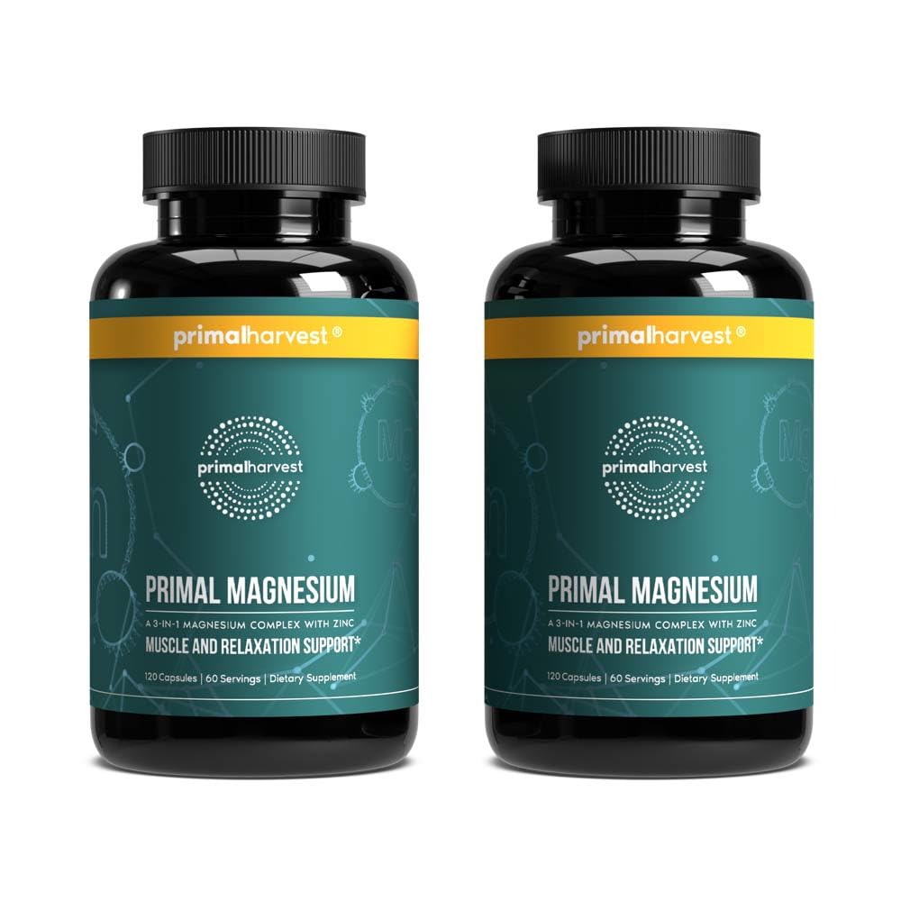 Primal Harvest Magnesium Supplement Complex 310mg by Primal Harvest with Magnesium Glycinate, Citrate, Malate, and Zinc 2 Pack, 240 Capsules Primal Harvest Au supplements