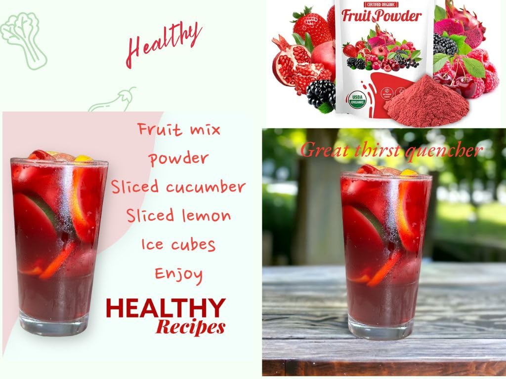 Organic Superfood Fruit Powder Smoothie & Juice mix - Antioxidants Rich Nutrients. Digestive Health, Weight Management, Immune Boosting, Energy boosting, Vitality, Vegan, Non- GMO, Gluten Free, Vegan. YMC Wellness Au supplements