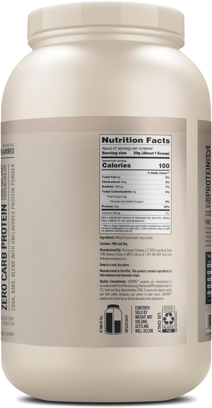 Isopure Unflavored Protein, 25g Whey Isolate, Zero Carb & Keto Friendly, 47 Servings Isopure Au supplements