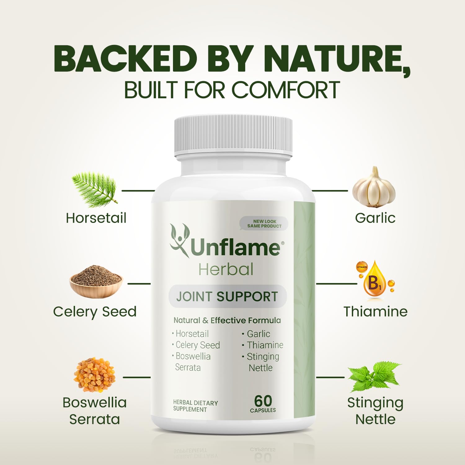 Unflame Herbal Supplement – Botanical Support for Joints, Back, and Muscles – 60 Capsules – Natural Herbal Blend – Dietary Supplement Unflame Au supplements