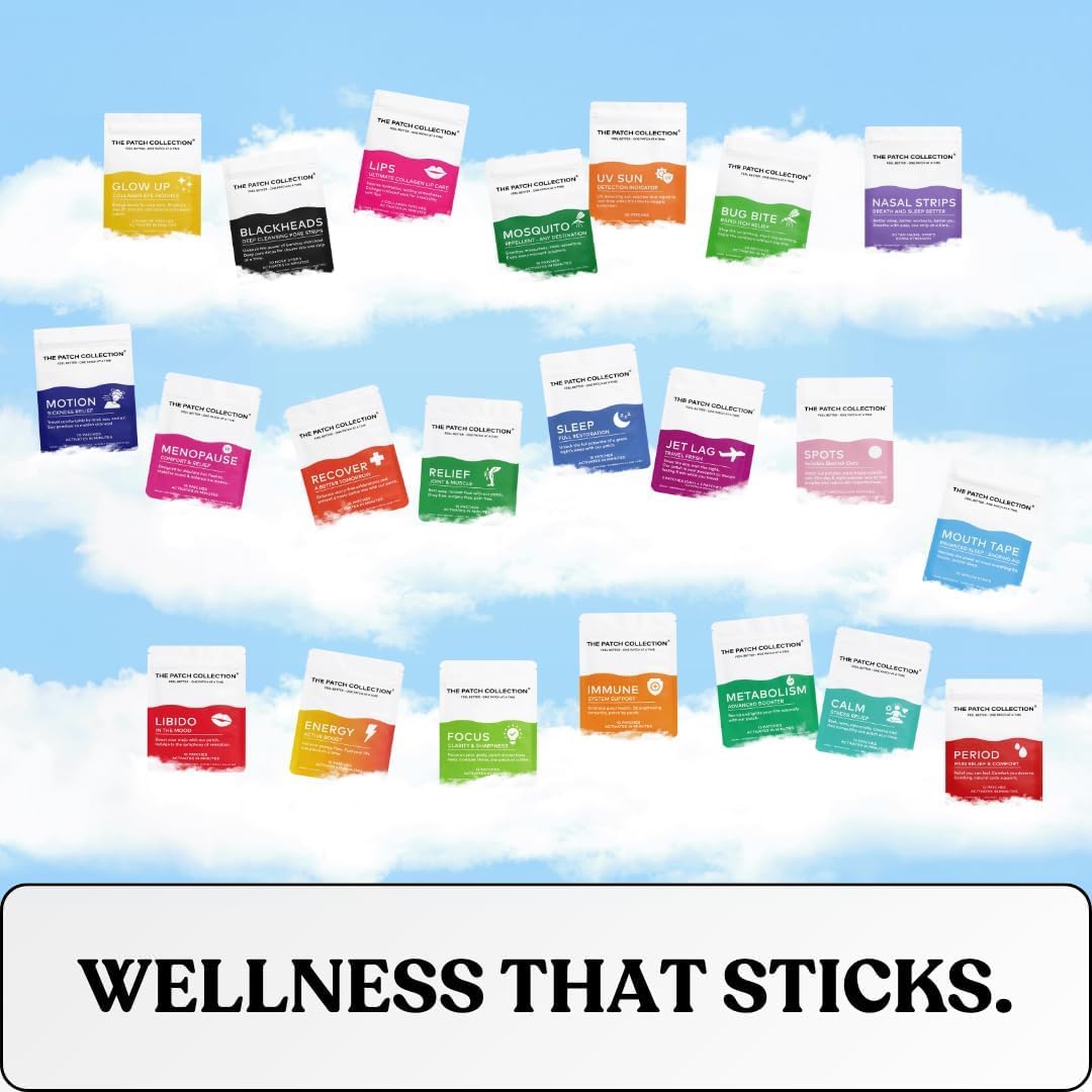 The Patch Collection® - Jet Lag Patch for Day & Night Time Zone Changes | Melatonin, Valerian Root, Passion Flower, Magnesium, Vitamin B1, B2, B3, Turmeric | 100% Natural & Vegan (Pack of 4) The Patch Collection Au supplements