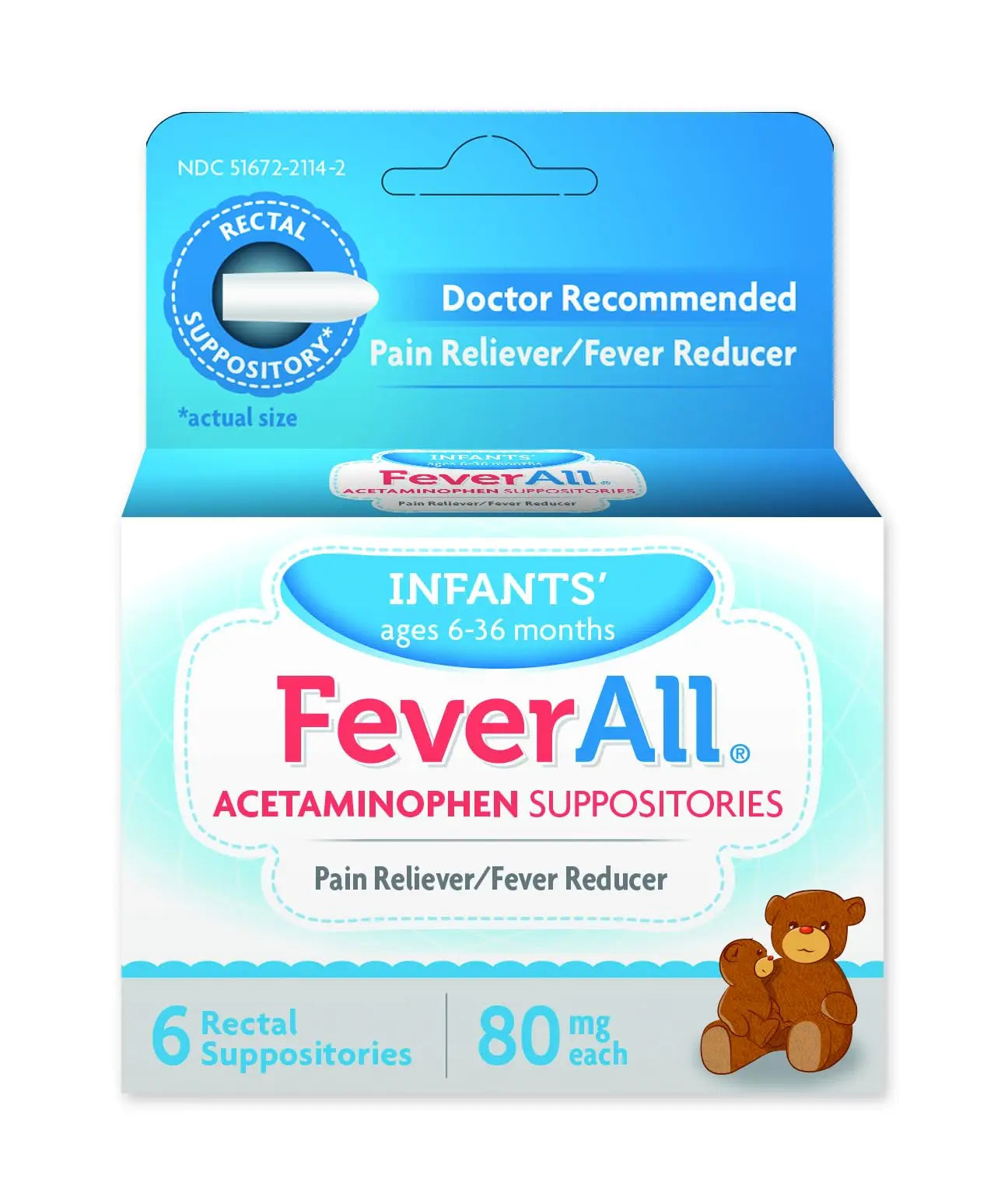 Feverall Infant Acetaminophen Suppositories 6 Rectal Suppositories 80mg Each Pain Reliever/Fever Reducer. Paraben Free, No Artificial Colors or Other preservatives. Ages 6-36 Months Feverall Au supplements