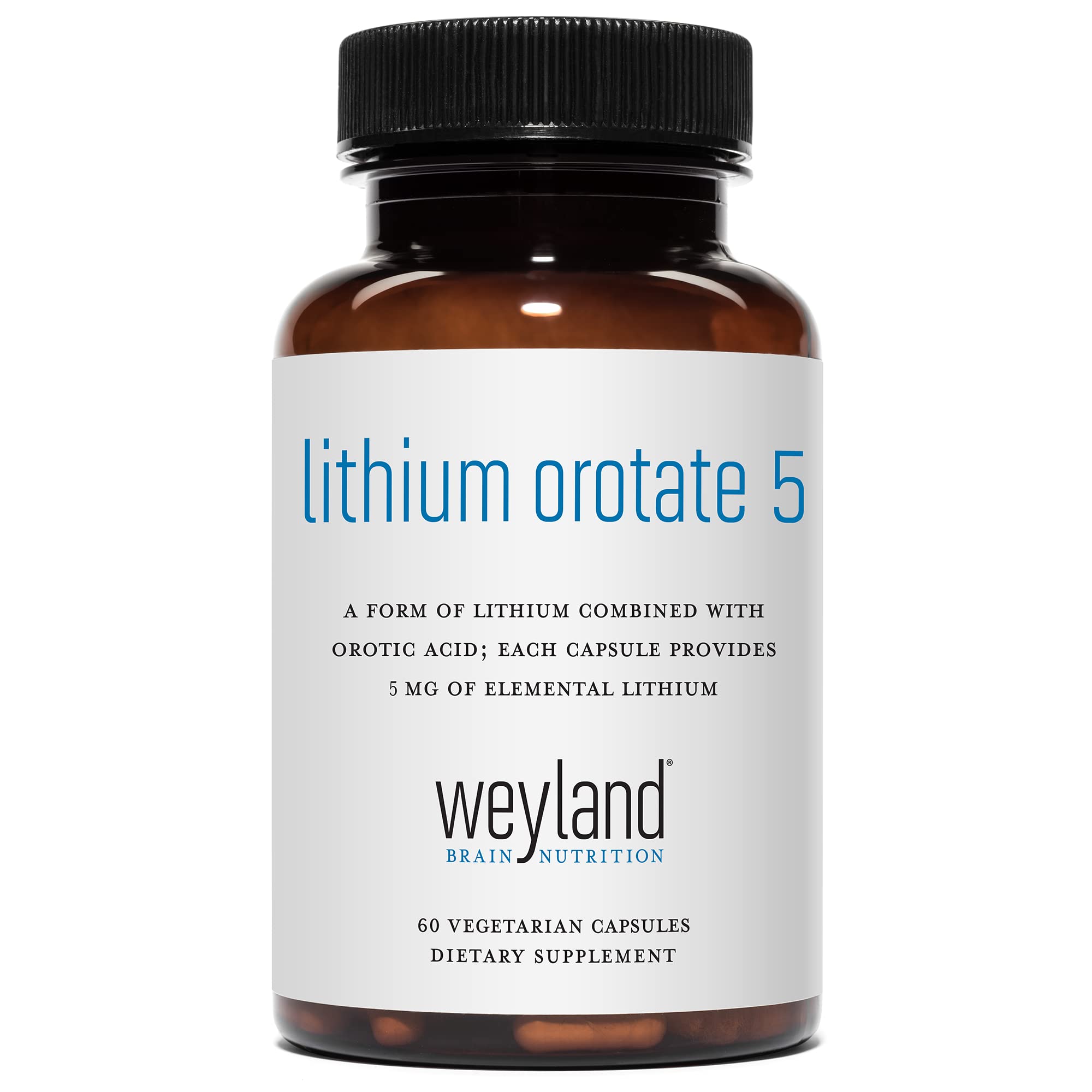 Lithium Orotate - 5mg of Elemental Lithium per Vegetarian Capsule Weyland Brain Nutrition Au supplements