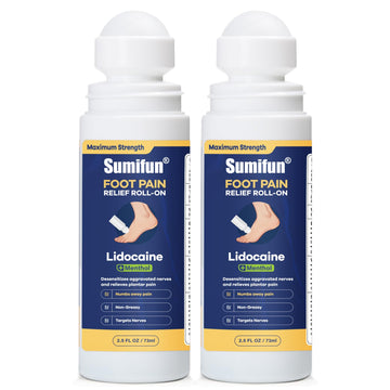 Sumifun Foot Pain Relief Lidocaine Roll-On - Maximum Strength OTC for Plantar Fasciitis & Heel Pain - Fast-Drying, Non-Greasy Formula, 2.5 Fl Oz * 2 Sumifun Au supplements