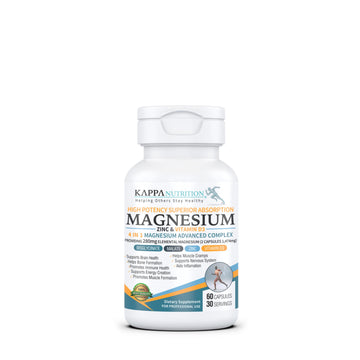 Kappa Nutrition Magnesium 4-in-1, 280mg Elemental Magnesium (Bisglycinate, Malate) + Zinc & Vitamin D3, Brain, Sleep, Energy, Muscle, Immune Support, 60 Vegan Capsules. KAPPA NUTRITION Au supplements