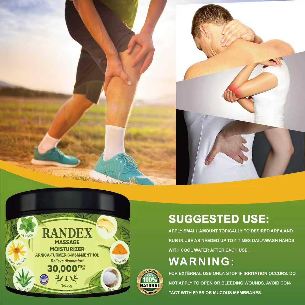 RANDEX 30000MG Organic Massage Moisturizer - Muscles,Joints,Knees, Shoulders,Body, Extra Strength- Natural RANDEX Au supplements